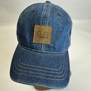 Miami Hurricanes Denim Baseball Cap Blue The U Suede Patch Adjustable Hat NCAA